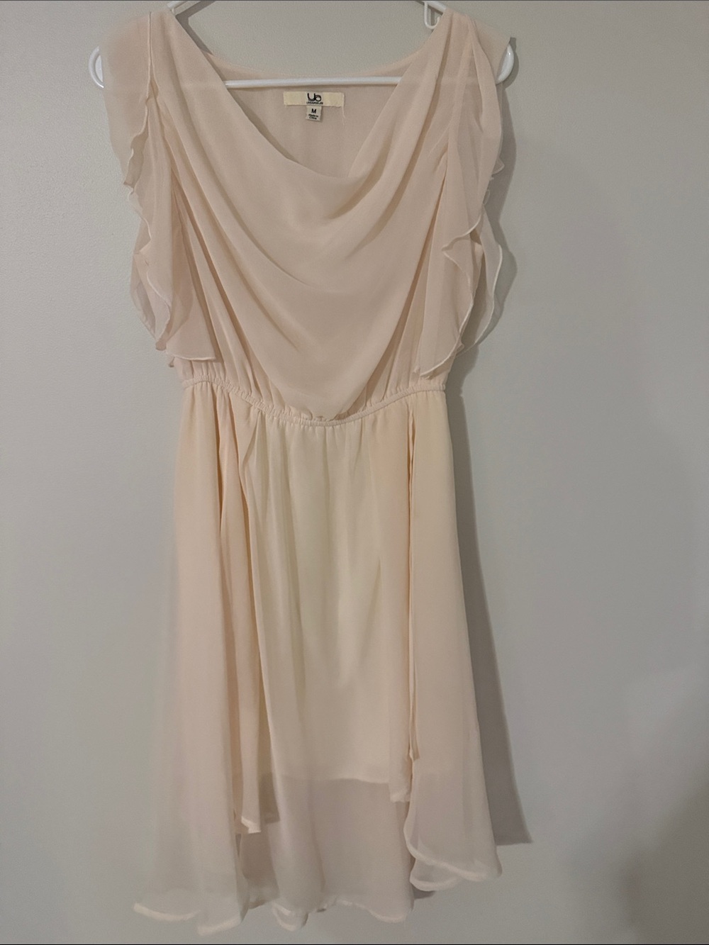 Soft Cream Chiffon Dress with Drape Neck